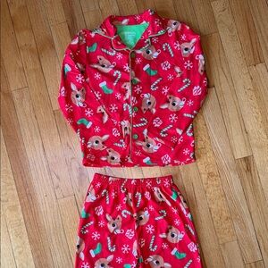Festive Reindeer Kids Fleece Pajama Set